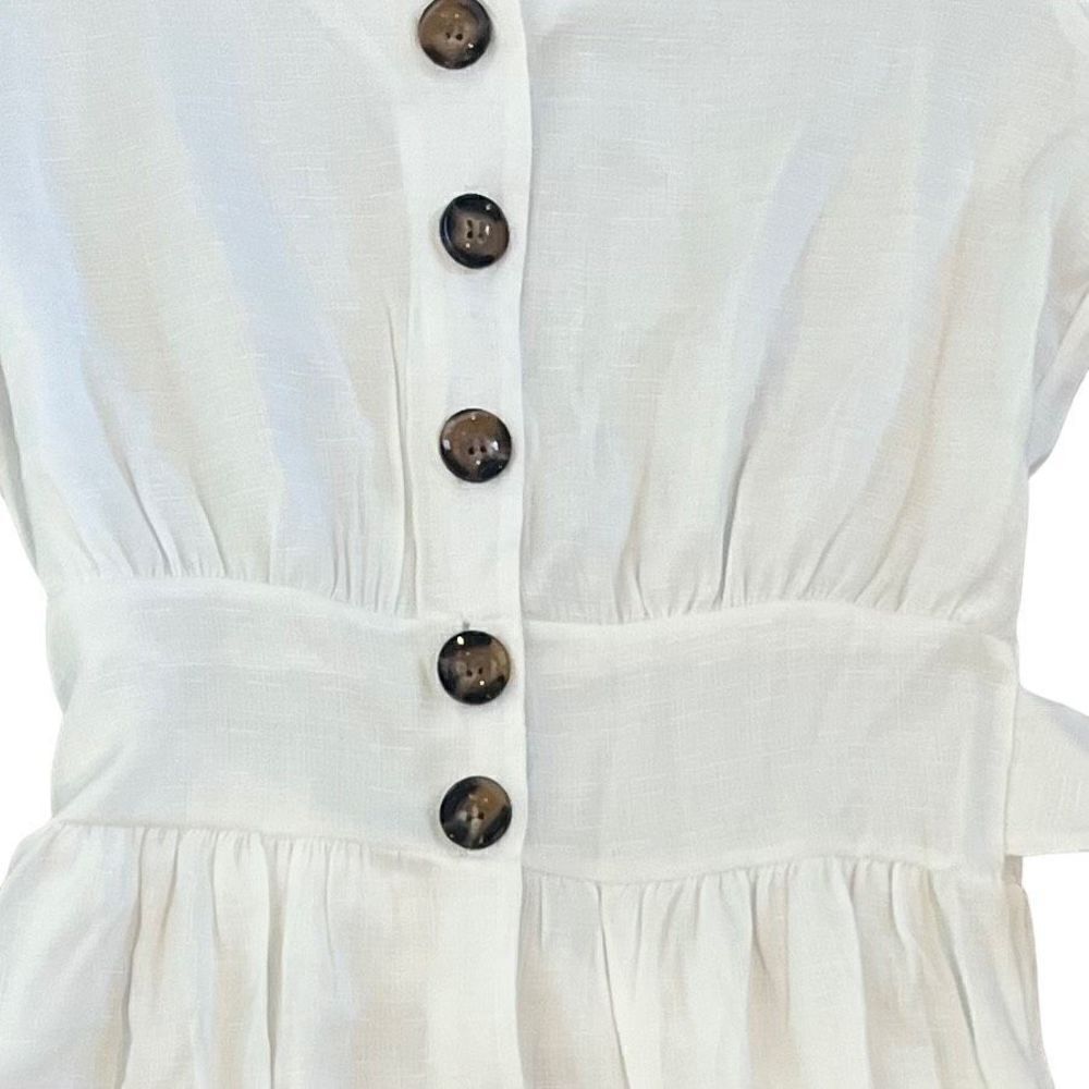 Dressbarn Women's White Long Sleeve Belted Midi Dress V-Neck Size Small - Picture 6 of 9